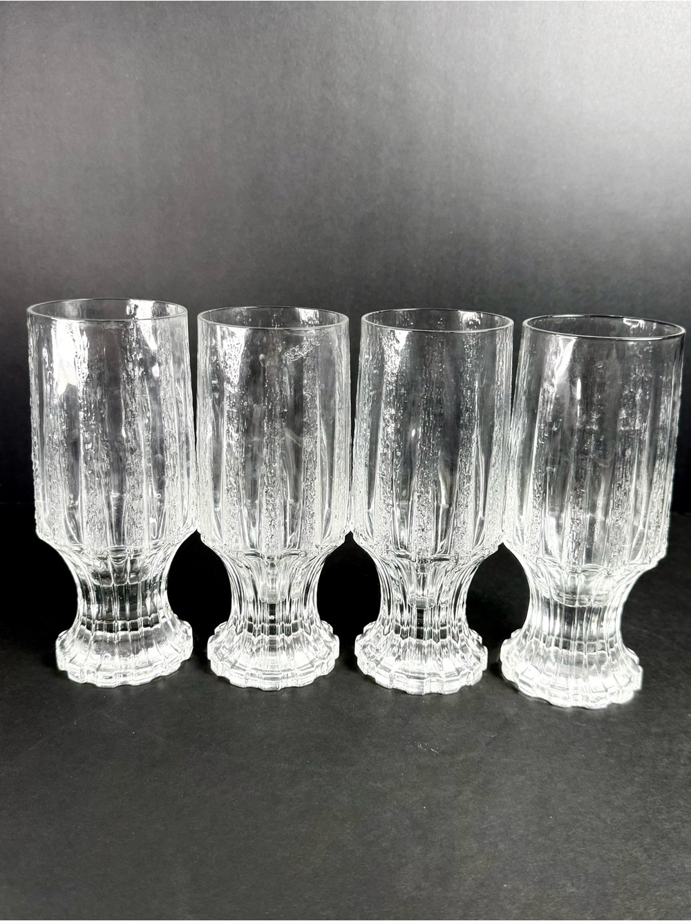 Vintage Set of 4 Iittala Finlad Vellamo textured water beer glasses Valto Kokko